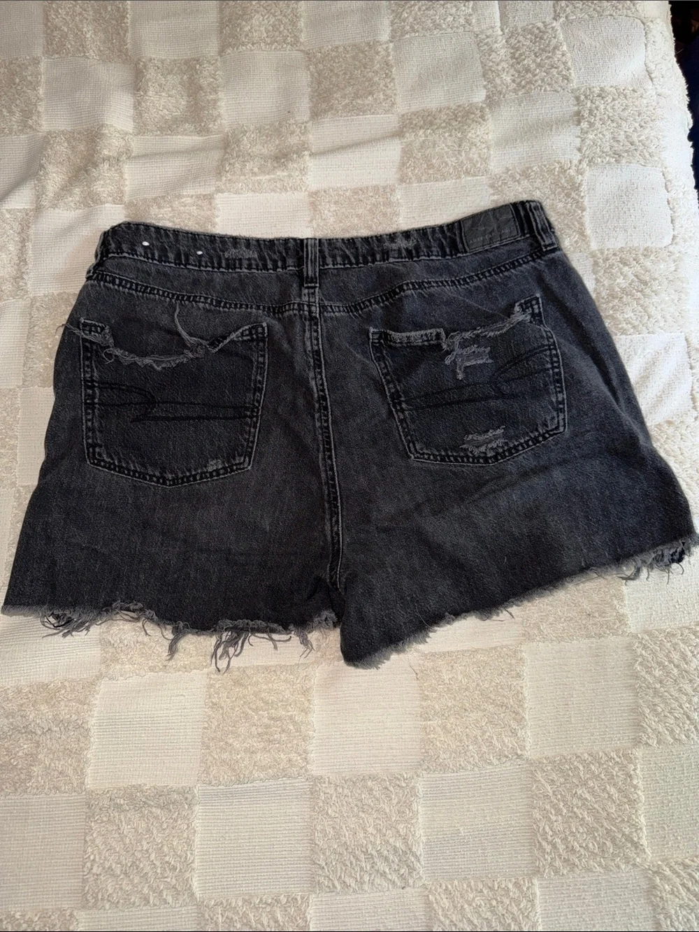 American Eagle Outfitters Black Distressed Denim Shorts